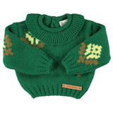 Piupiuchick Jacquard Sweater W/ Collar | Green W/ Flowers