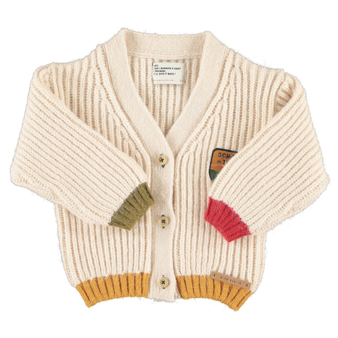 Piupiuchick Knitted Cardigan | Ecru W/ Patch