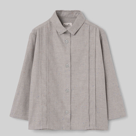 Popelin shirt grey herringbone with casing