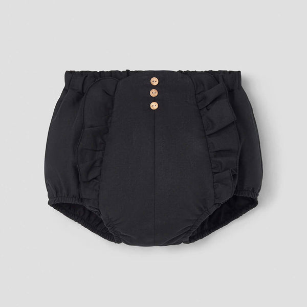 Popelin Black High Waist Flat Front Culotte