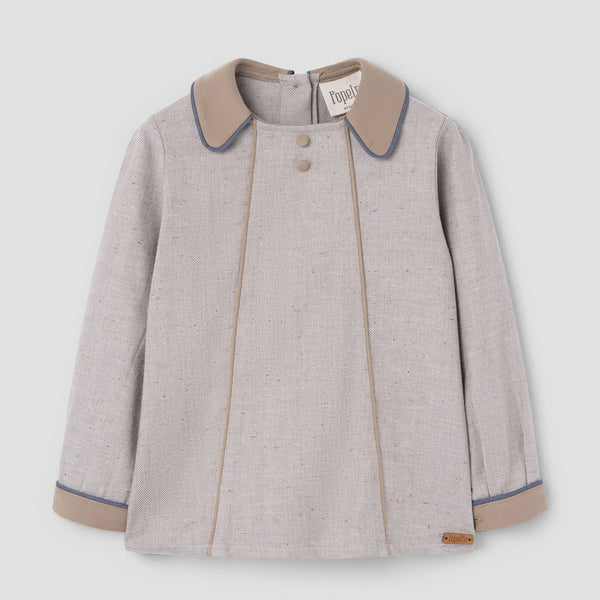 Popelin top grey herringbone panelled || 20.2
