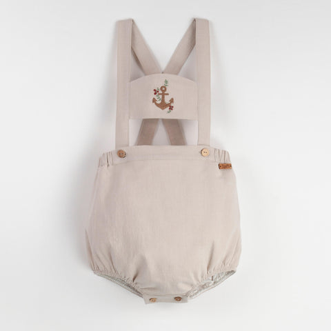 Popelin Sand Anchor Motif Dungarees With Straps