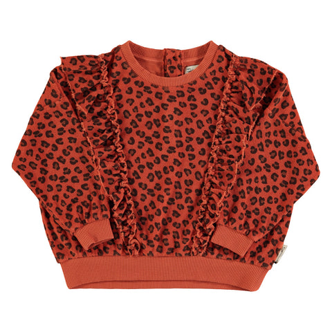 Piupiuchick Terry Cotton Sweatshirt | Terracotta W/ Animal Print