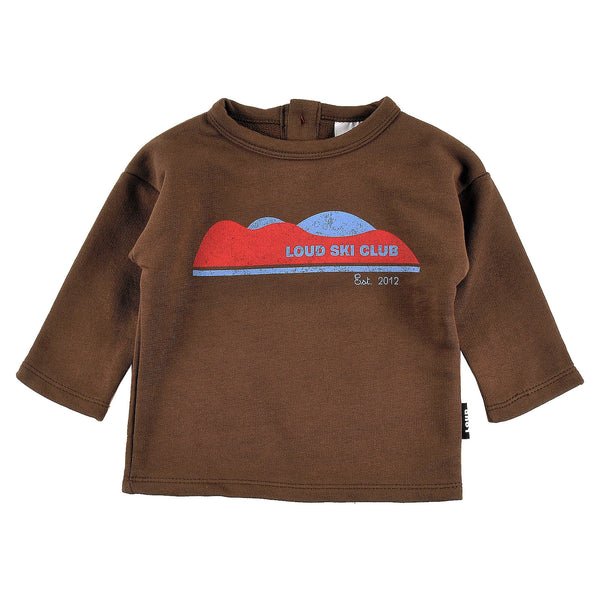 Loud Apparel Baby Sweater Mountain Print Fondue Fudge