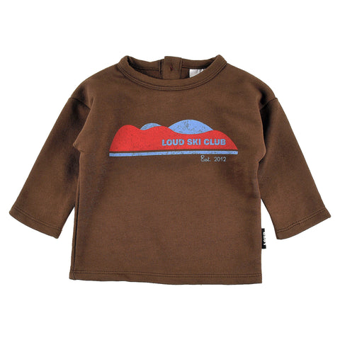 Loud Apparel Baby Sweater Mountain Print Fondue Fudge