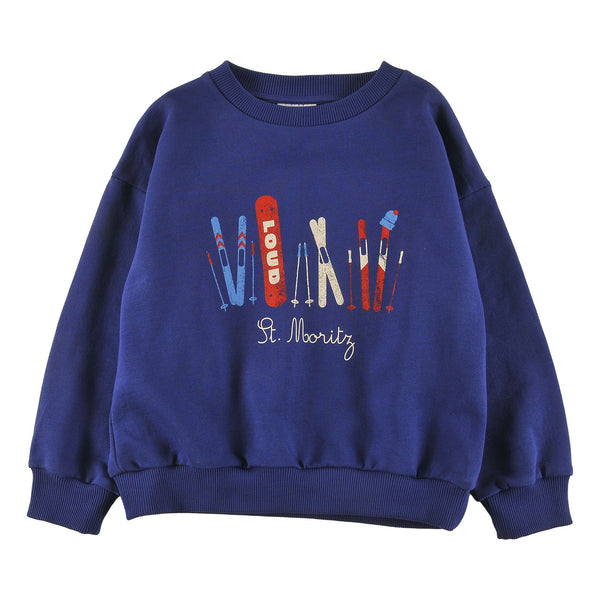 Loud Apparel Sweater Relaxed Fit Drop Shoulder, St. Moritz Print Blue Navy