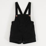 Popelin Black Velvet Short Romper Suit With Pockets