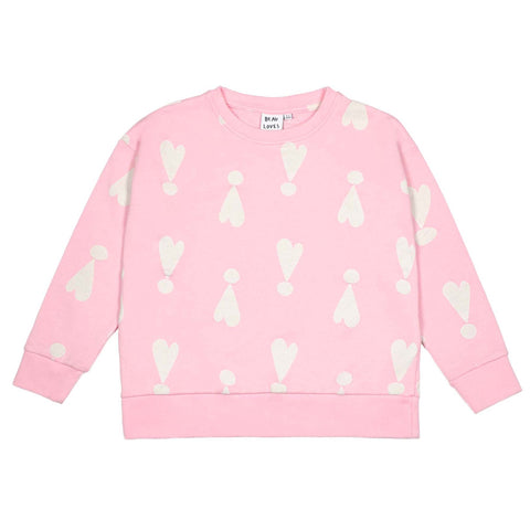Beau Loves Rose Pink Exclamation Hearts Relaxed Fit Sweater