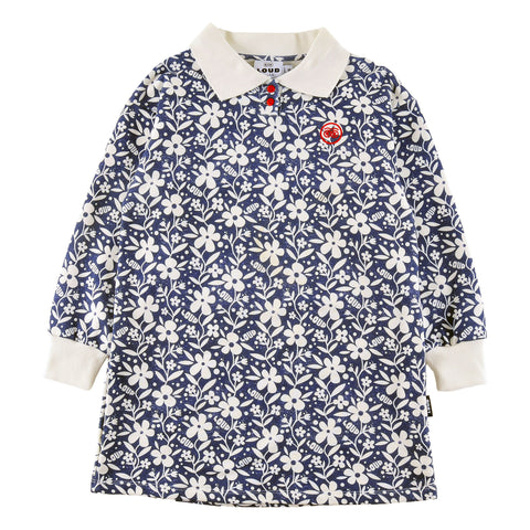 Loud Apparel Polo Dress Straight Loose Fit Flower Aop