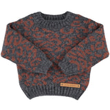Piupiuchick Knitted Sweater | Dark Grey W/ Animal Print