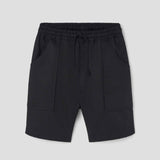 Popelin Black Linen Jogger Bermuda Shorts