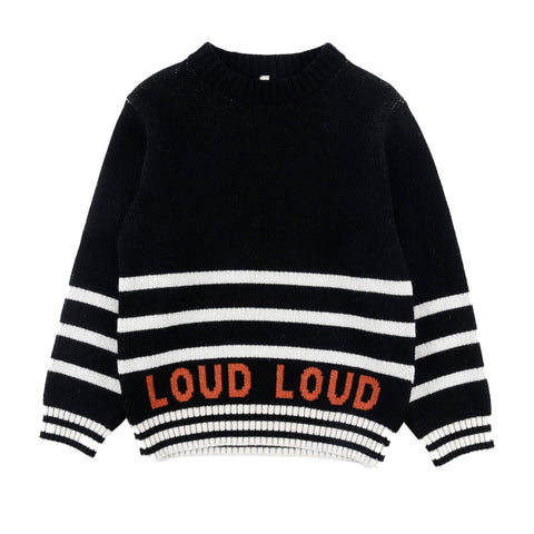 Loud Apparel Meadow Pullover Stripe Black/Ecru/Orange