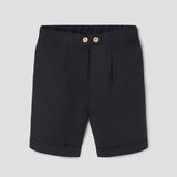 Popelin Black Linen Bermuda Shorts