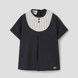 Popelin Black Shirt With Pleat