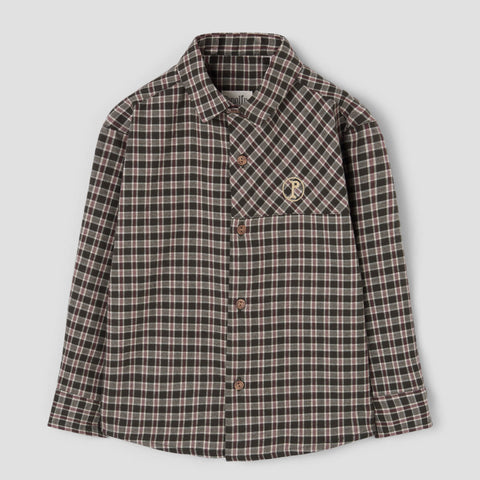 Popelin shirt green plaid with collar || 24.3