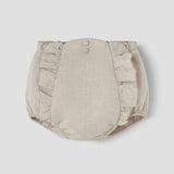 Popelin Sand Linen High Waist Flat Front Culotte