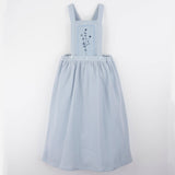 Popelin Blue Midi Skirt With Embroidered Bid