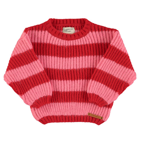 Piupiuchick Knitted Sweater | Red & Pink Stripes