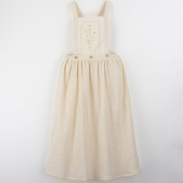 Popelin Off-White Midi Skirt With Embroidered Bid