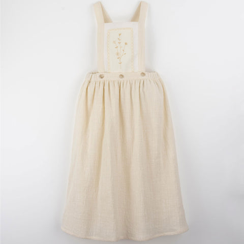 Popelin Off-White Midi Skirt With Embroidered Bid