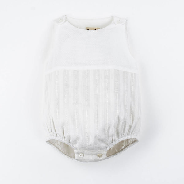 Popelin White Contrasting Baby Romper Suit