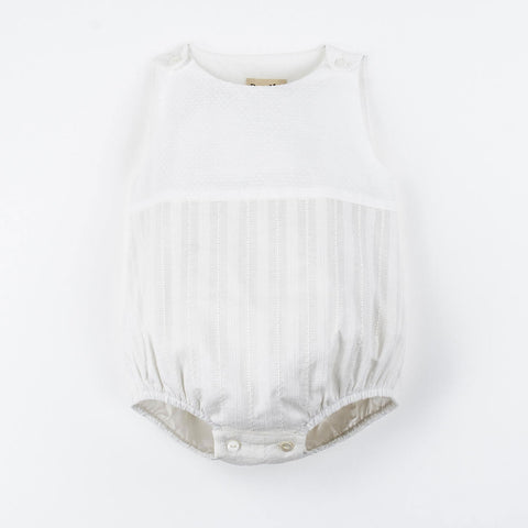 Popelin White Contrasting Baby Romper Suit