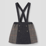 Popelin short skirt grey herringbone woollen contrasting with straps || 44.2