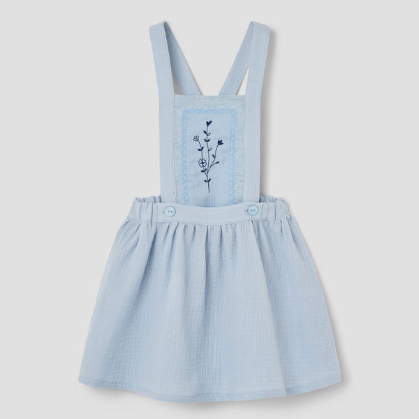 Popelin Blue Short Skirt With Embroidered Bid