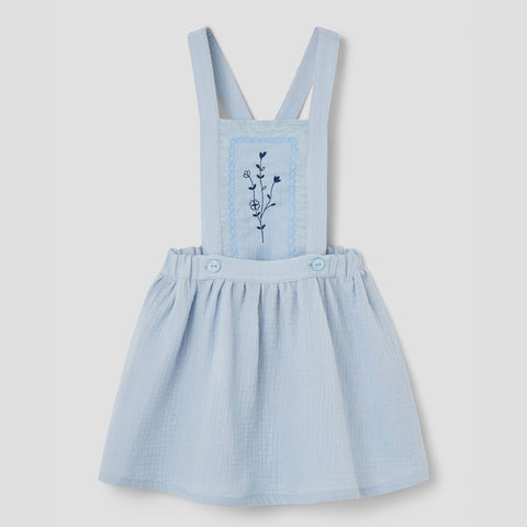 Popelin Blue Short Skirt With Embroidered Bid