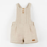 Popelin Sand Linen Dungarees With Pleat