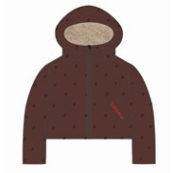 Loud Apparel Girl Outerwear Jacket Crop Fit, L Embroidered Quilted Shell, Hooded Tiramisu