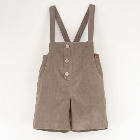 Popelin Taupe Short Dungarees With Straps