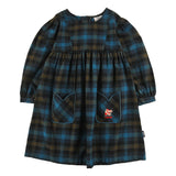 Loud Apparel Dress Puff Sleeve Tulip Pockets, Ice Skate Embroidery Logo Check