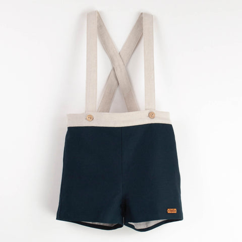 Popelin Navy Blue Dungarees With Straps