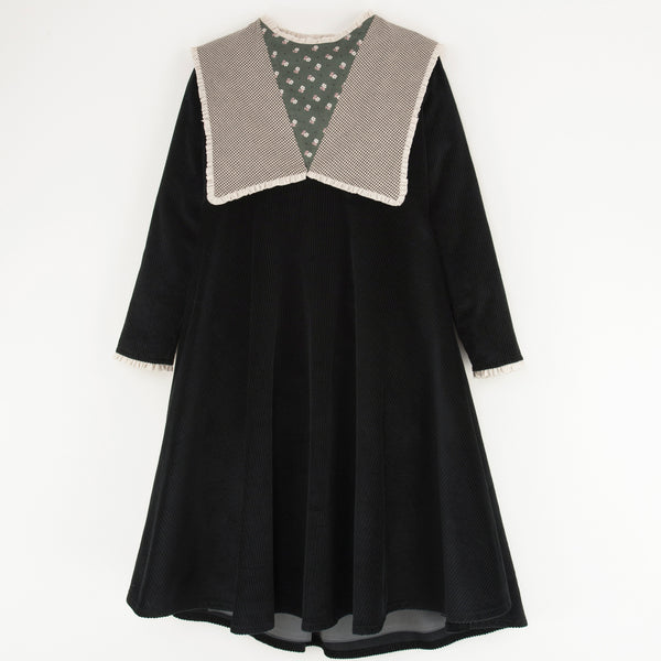 Popelin Black Cape-Style Dress