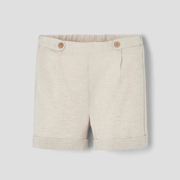 Popelin Sand Waffle Fabric Bermuda Shorts With Turn-Ups ||31.1