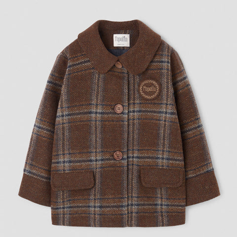 Popelin coat brown plaid woollen contrasting || 62.1