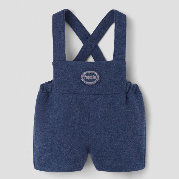 Popelin short romper blue woollen with embroidery appliqué || 8.2