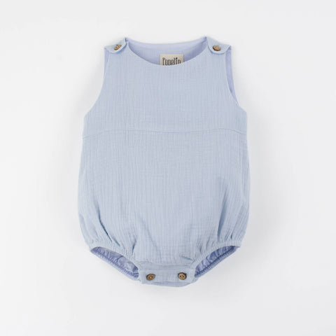 Popelin Blue Baby Romper Suit