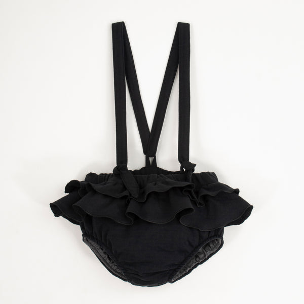 Popelin Black Double Frill Culotte With Removable Straps