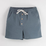 Popelin Blue Textured Bermuda Shorts