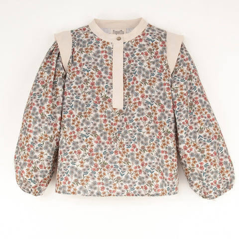 Popelin Multi-Coloured Floral Print Puff Sleeve Blouse