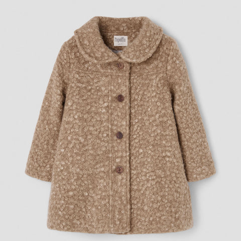 Popelin coat camel faux fur with yoke || 61.3