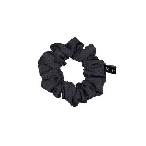 Knot Hairbands Seersucker Petite Scrunchie // Black