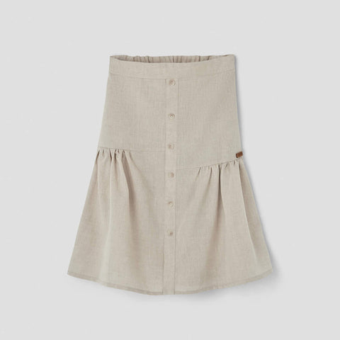 Popelin Sand Linen Midi Skirt