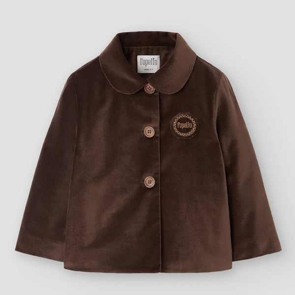 Popelin coat brown velvet with jacket-style collar || 63.2