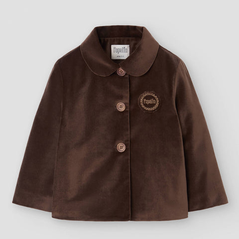 Popelin coat brown velvet with jacket-style collar || 63.2