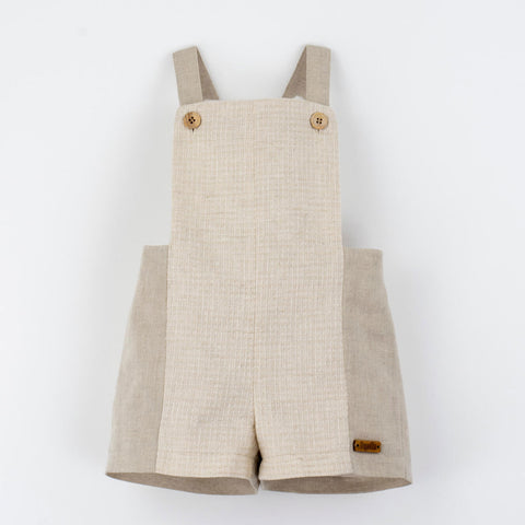 Popelin Sand Waffle Fabric Combination Dungarees