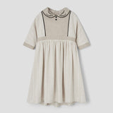Popelin Silver Lurex Dress With Yoke And Embroidered Baby Collar
