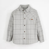 Popelin Grey Plaid Shirt With Collar